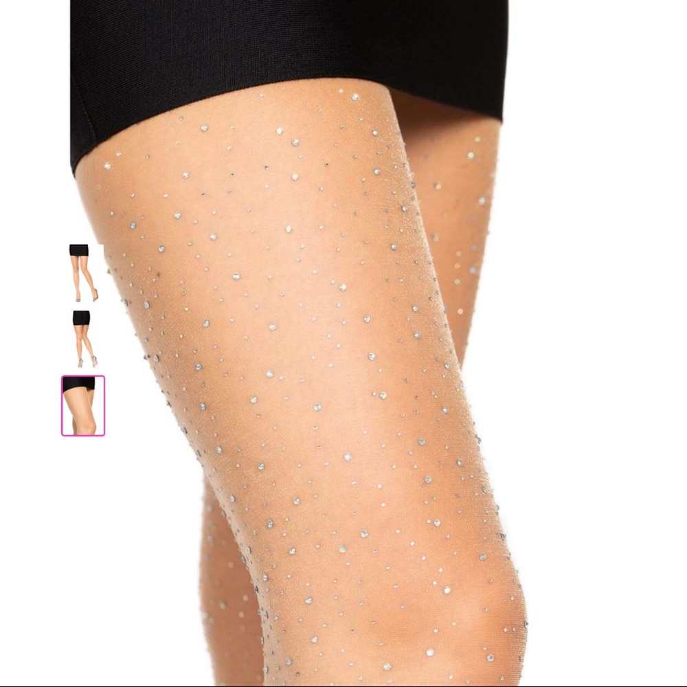 Sexy Rhinestone Spandex Sheer Pantyhose Hosiery Tights-Nude